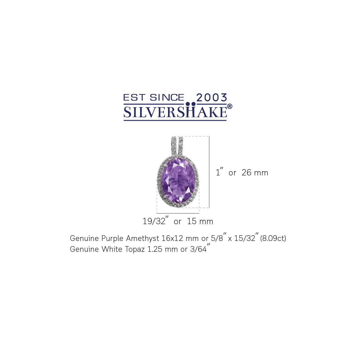 Silvershake Huge 8.09ct. Natural Amethyst and Topaz White Gold Plated 925 Sterling Silver Pendant - Silvershake-store
