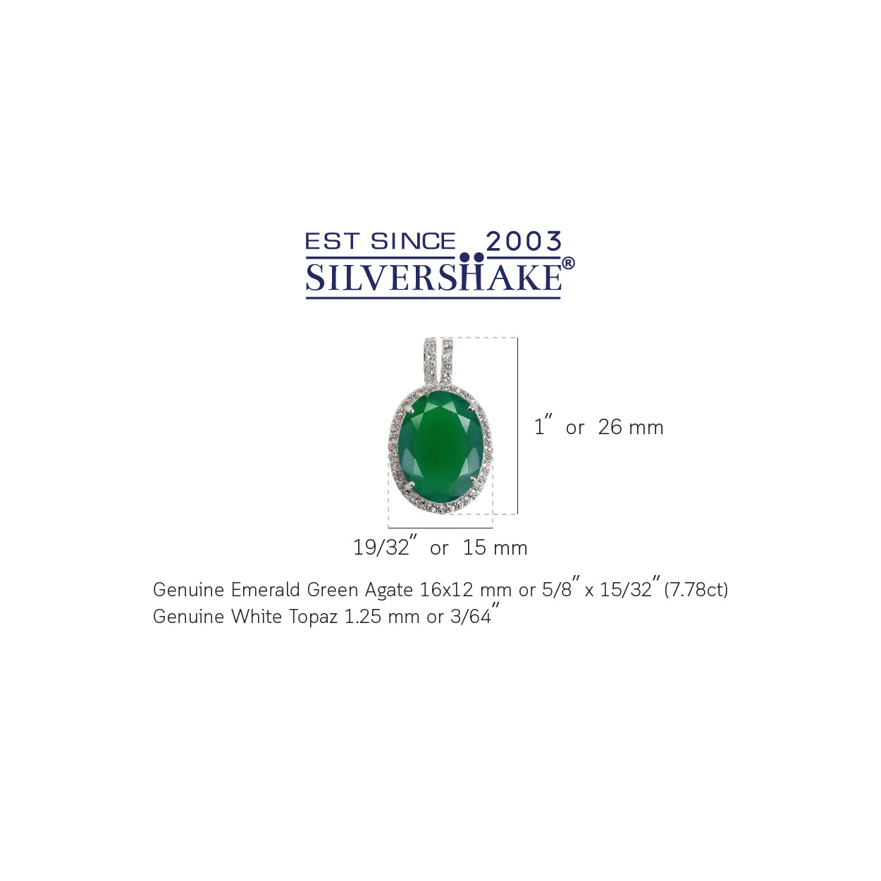 Silvershake Huge 7.78ct. Natural Emerald Green Agate and White Topaz Gold Plated 925 Sterling Silver Pendant - Silvershake-store