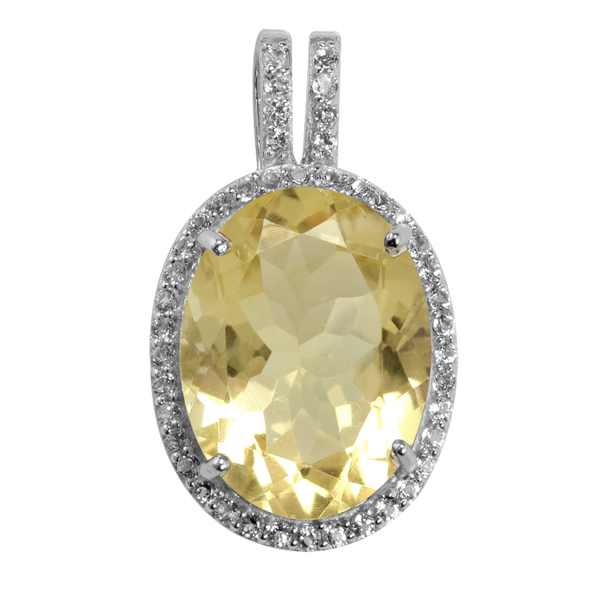 Silvershake Huge 7.69ct. Natural Citrine and White Topaz Gold Plated 925 Sterling Silver Pendant - Silvershake-store