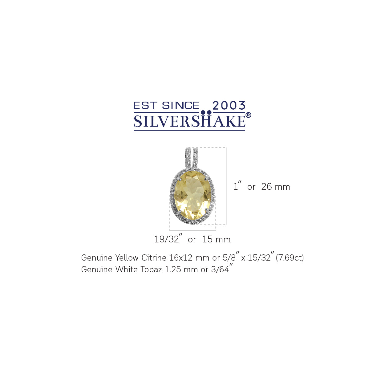 Silvershake Huge 7.69ct. Natural Citrine and White Topaz Gold Plated 925 Sterling Silver Pendant - Silvershake-store