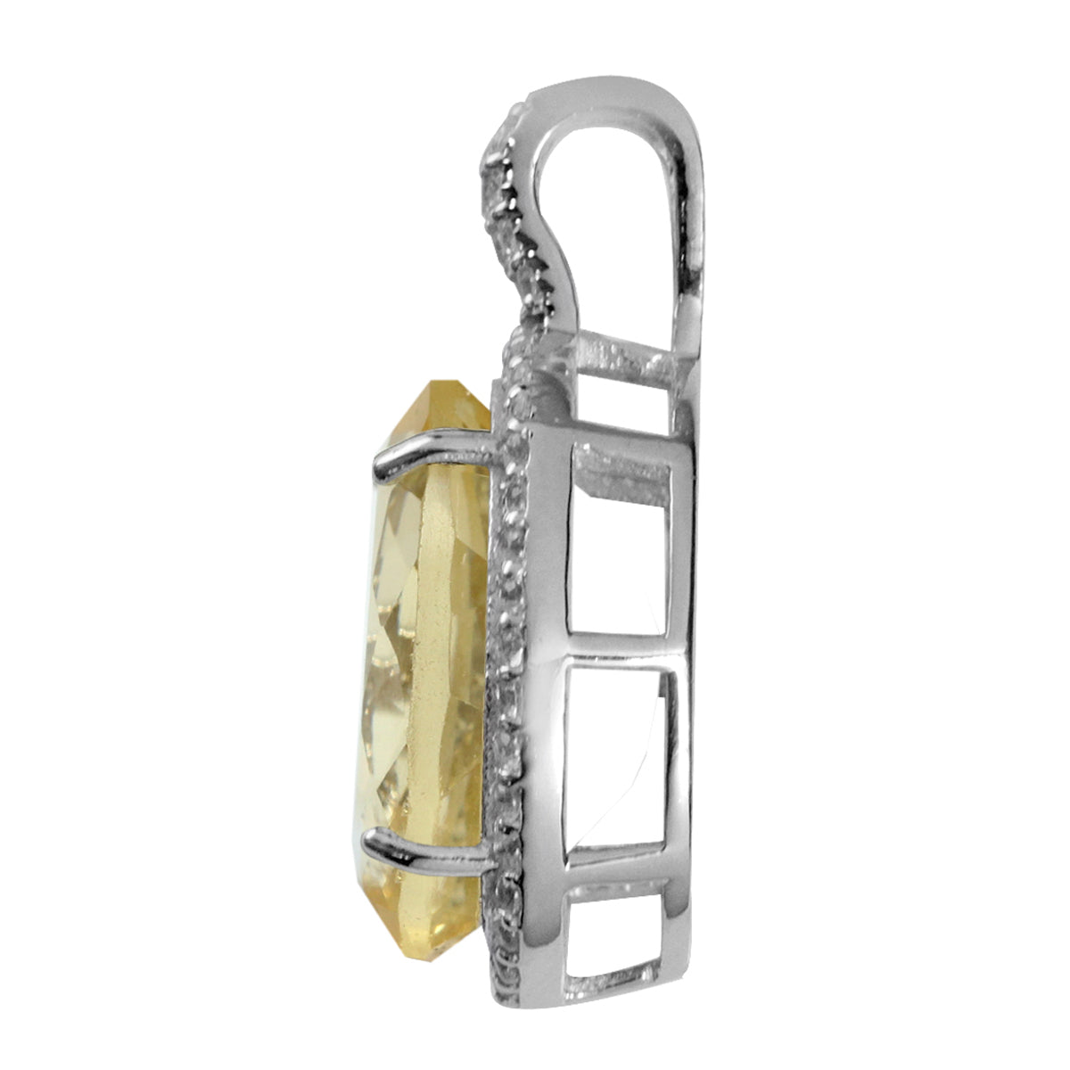 Silvershake Huge 7.69ct. Natural Citrine and White Topaz Gold Plated 925 Sterling Silver Pendant - Silvershake-store
