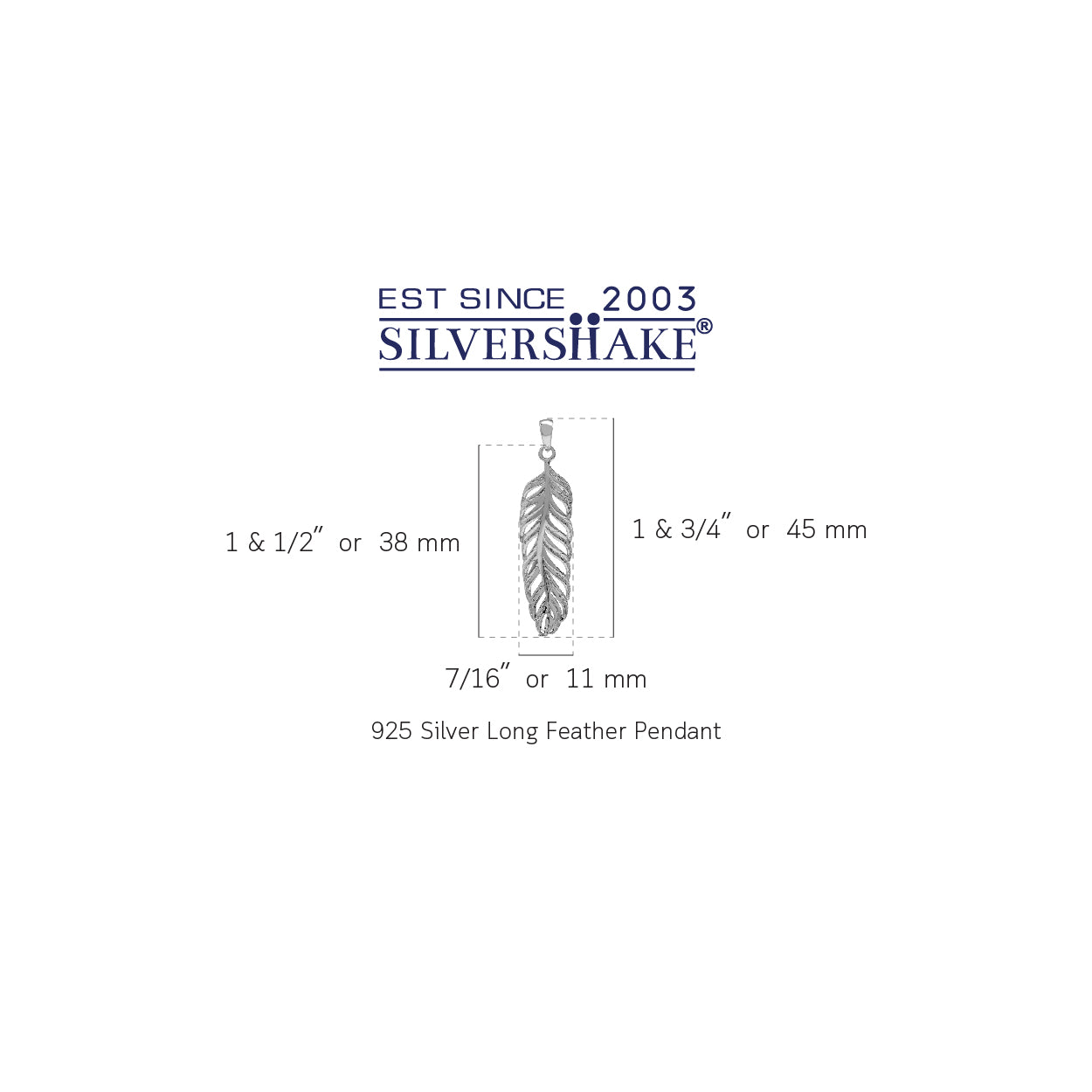 Silvershake White Gold Plated 925 Sterling Silver Long Feather Pendant - Silvershake-store