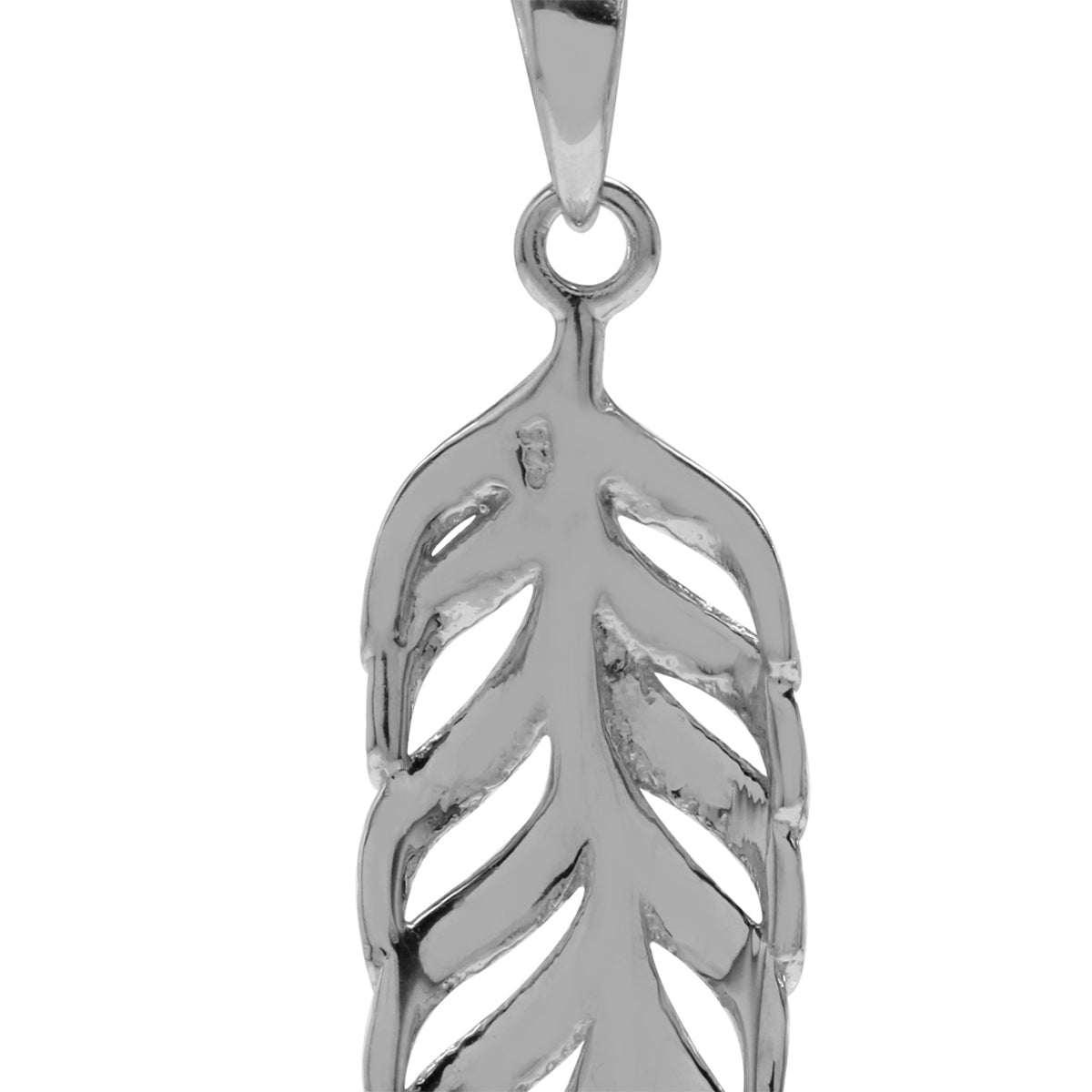Silvershake White Gold Plated 925 Sterling Silver Long Feather Pendant - Silvershake-store