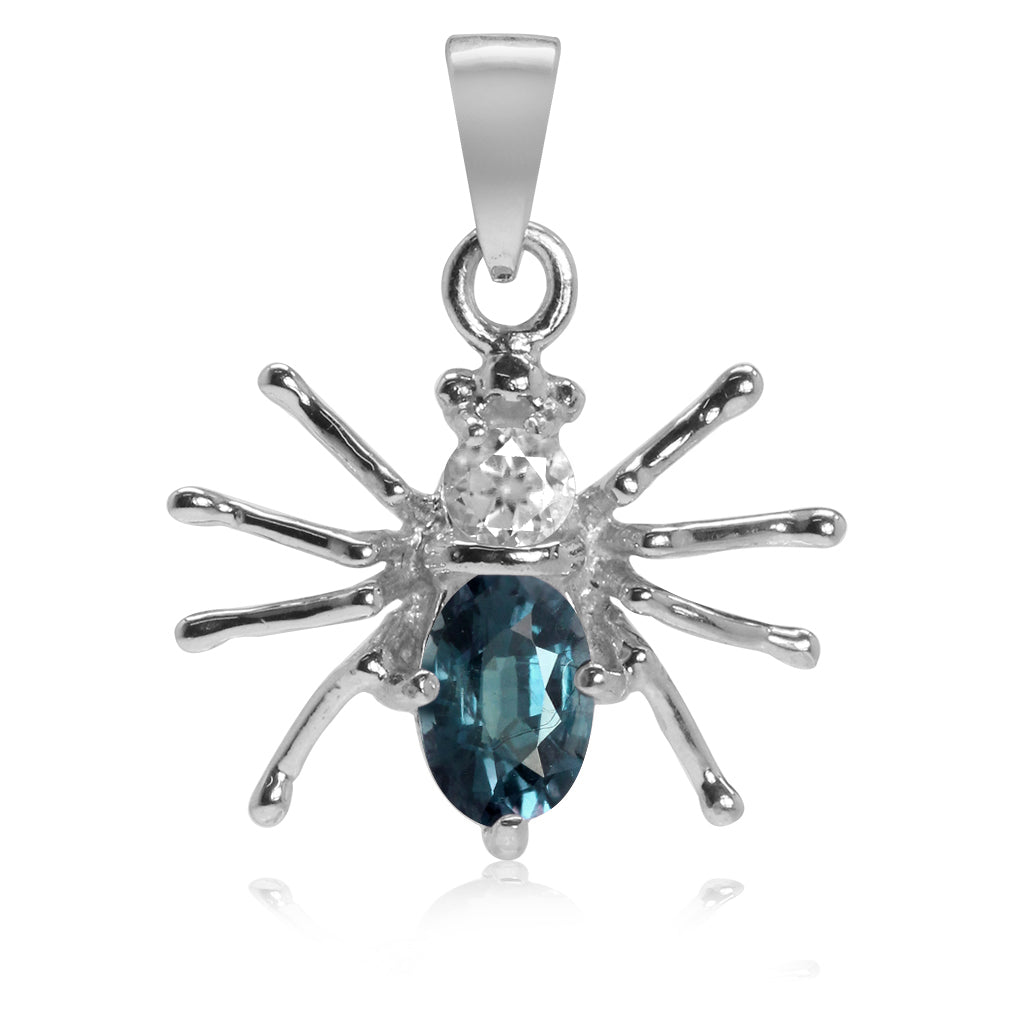 Silvershake Petite Simulated Color Change Alexandrite and White Cubic Zirconia 925 Sterling Silver Spider Pendant - Silvershake-store