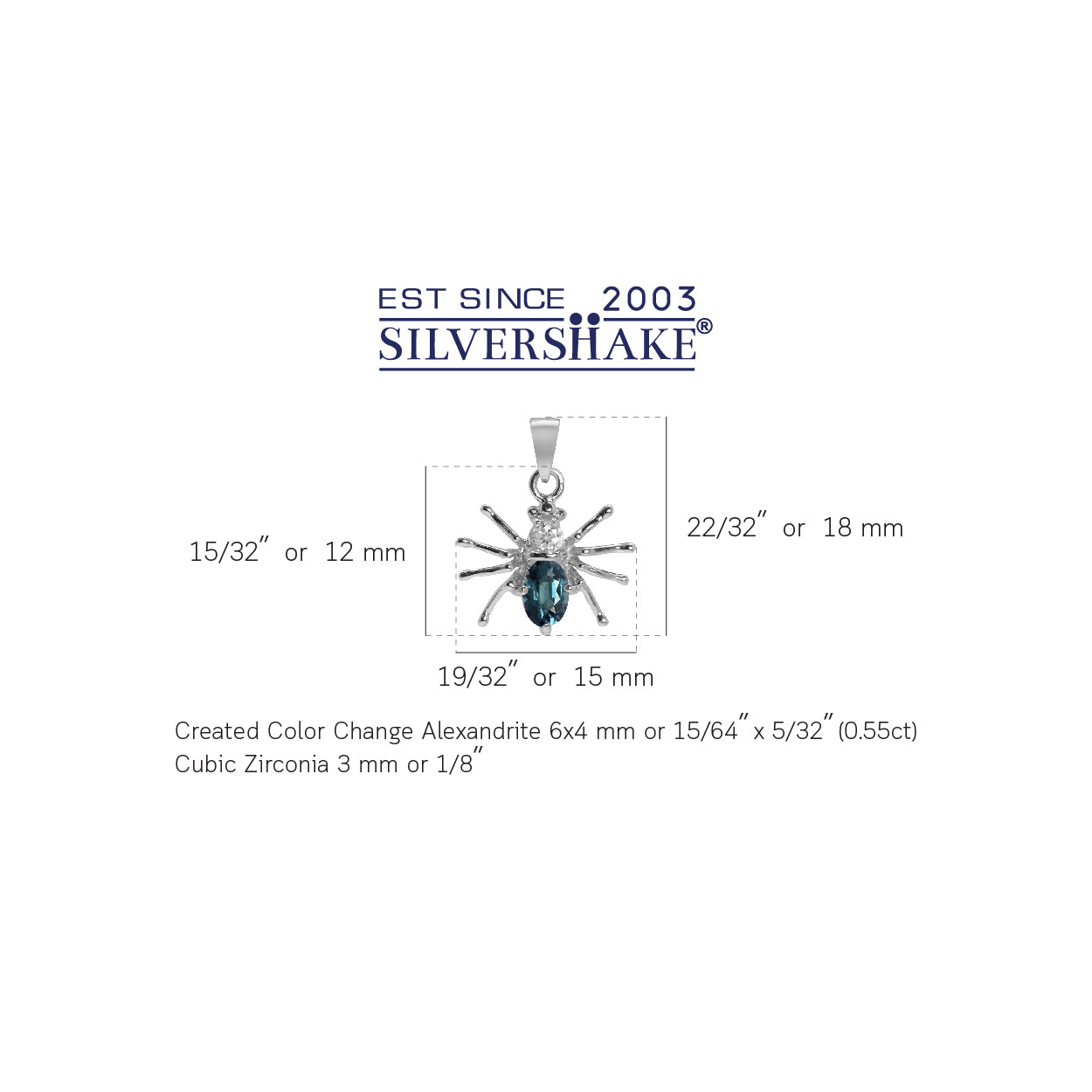 Silvershake Petite Simulated Color Change Alexandrite and White Cubic Zirconia 925 Sterling Silver Spider Pendant - Silvershake-store