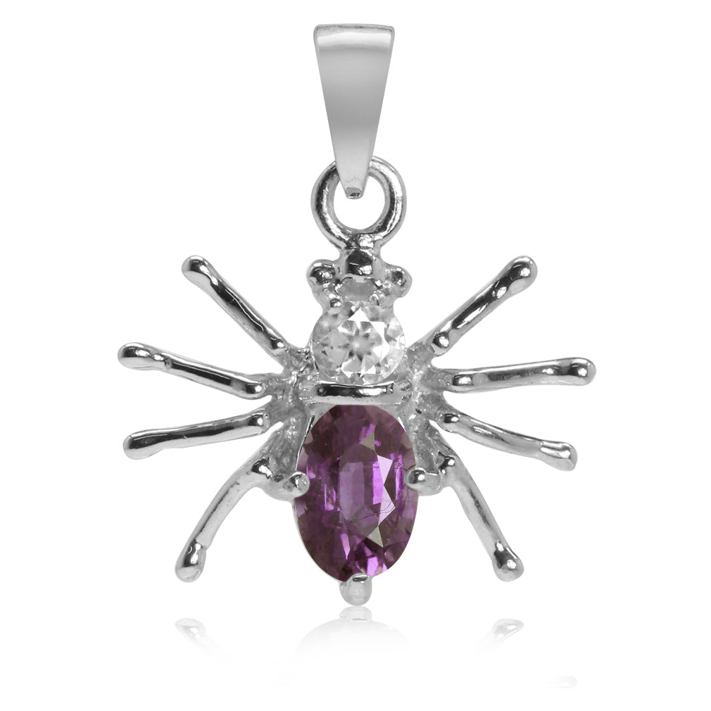 Silvershake Petite Simulated Color Change Alexandrite and White Cubic Zirconia 925 Sterling Silver Spider Pendant - Silvershake-store