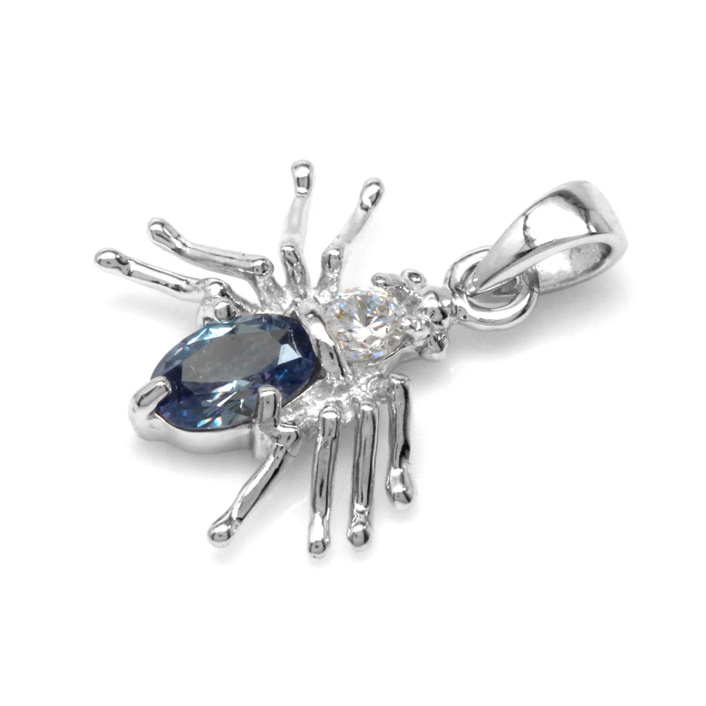 Silvershake Petite Simulated Color Change Alexandrite and White Cubic Zirconia 925 Sterling Silver Spider Pendant - Silvershake-store