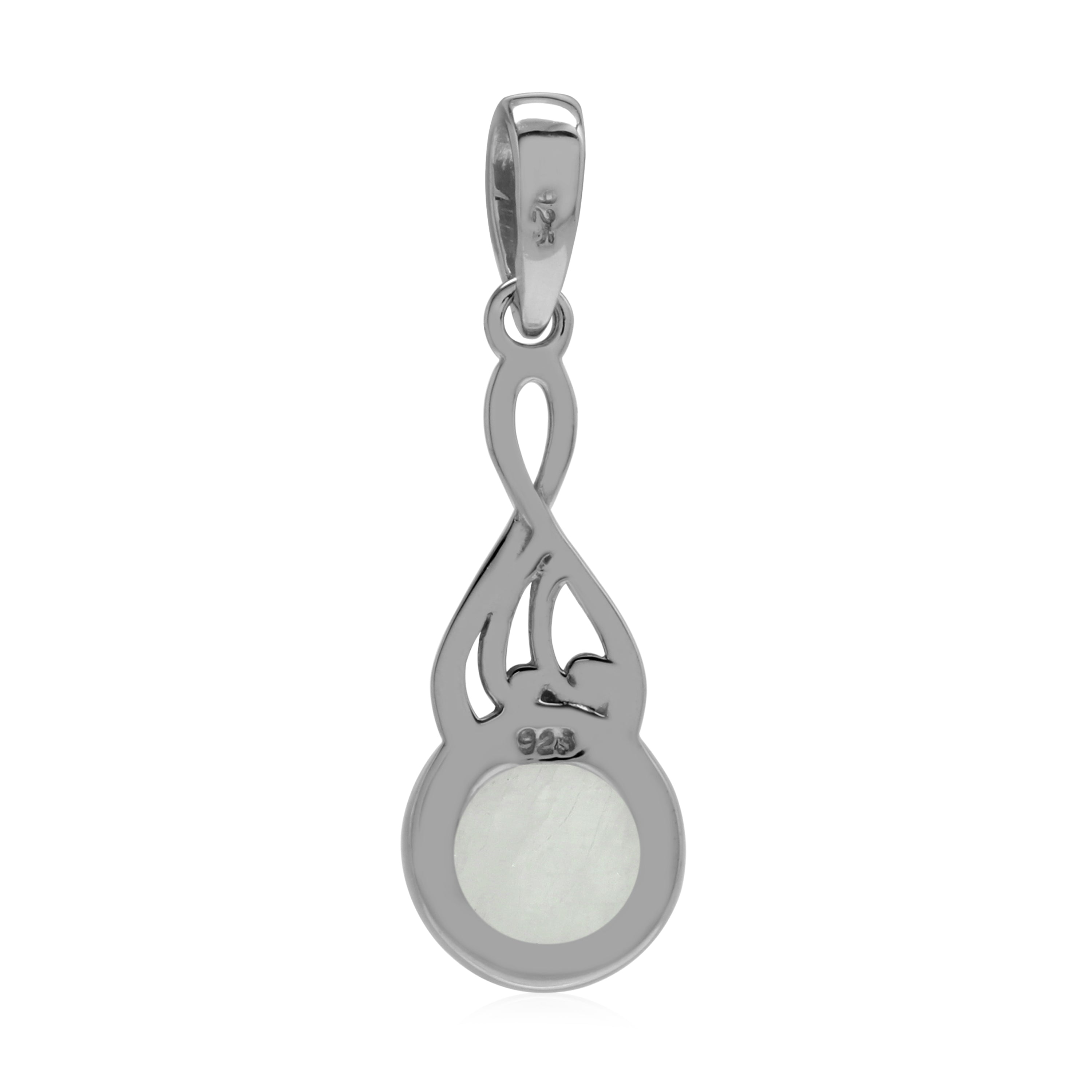 Silvershake Natural 8 mm Rainbow Moonstone 925 Sterling Silver Victorian Style Pendant - Silvershake-store
