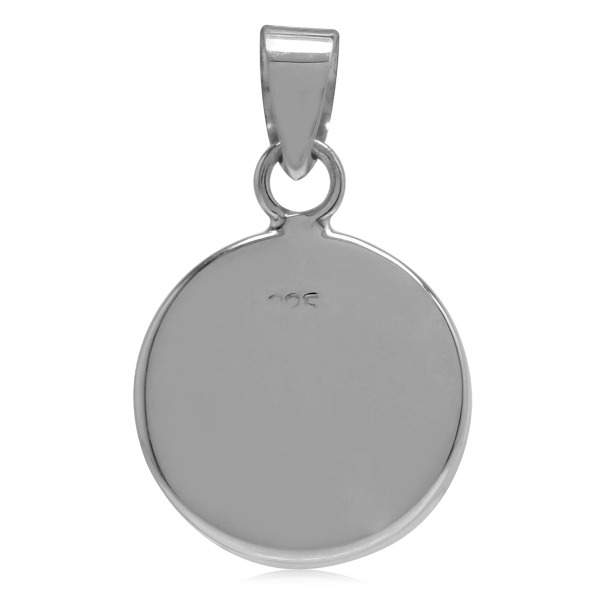 14mm White Mother of Pearl and Created Black Onyx 925 Sterling Silver Yin Yang Pendant