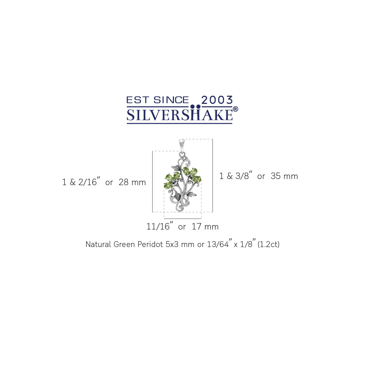 Silvershake 1.2ct. Natural Peridot 925 Sterling Silver Victorian Style Flower Leaf Pendant - Silvershake-store