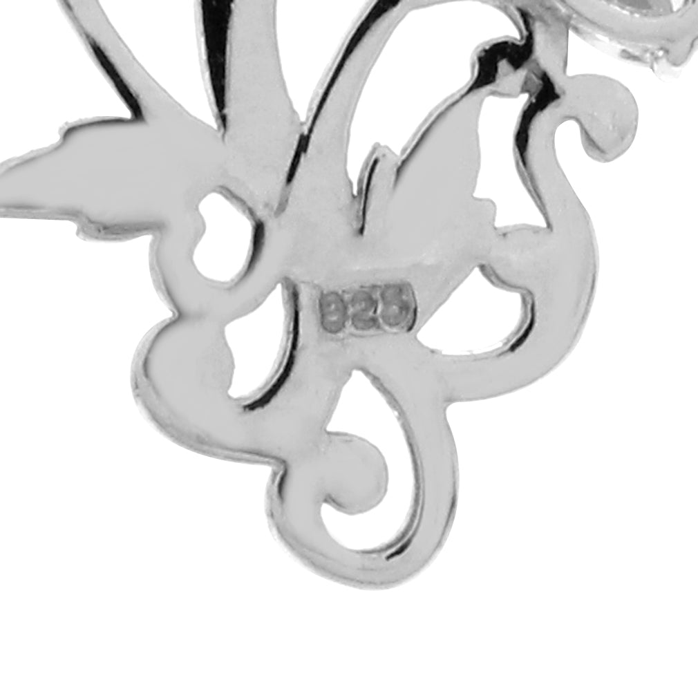Silvershake Natural Peridot Amethyst and Blue Topaz 925 Sterling Silver Victorian Style Flower Leaf Pendant - Silvershake-store