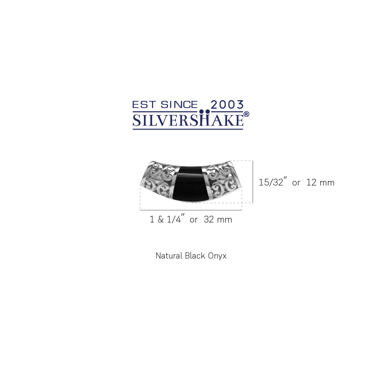 Silvershake Created Black Onyx Inlay White Gold Plated 925 Sterling Silver Filigree Slide Pendant - Silvershake-store