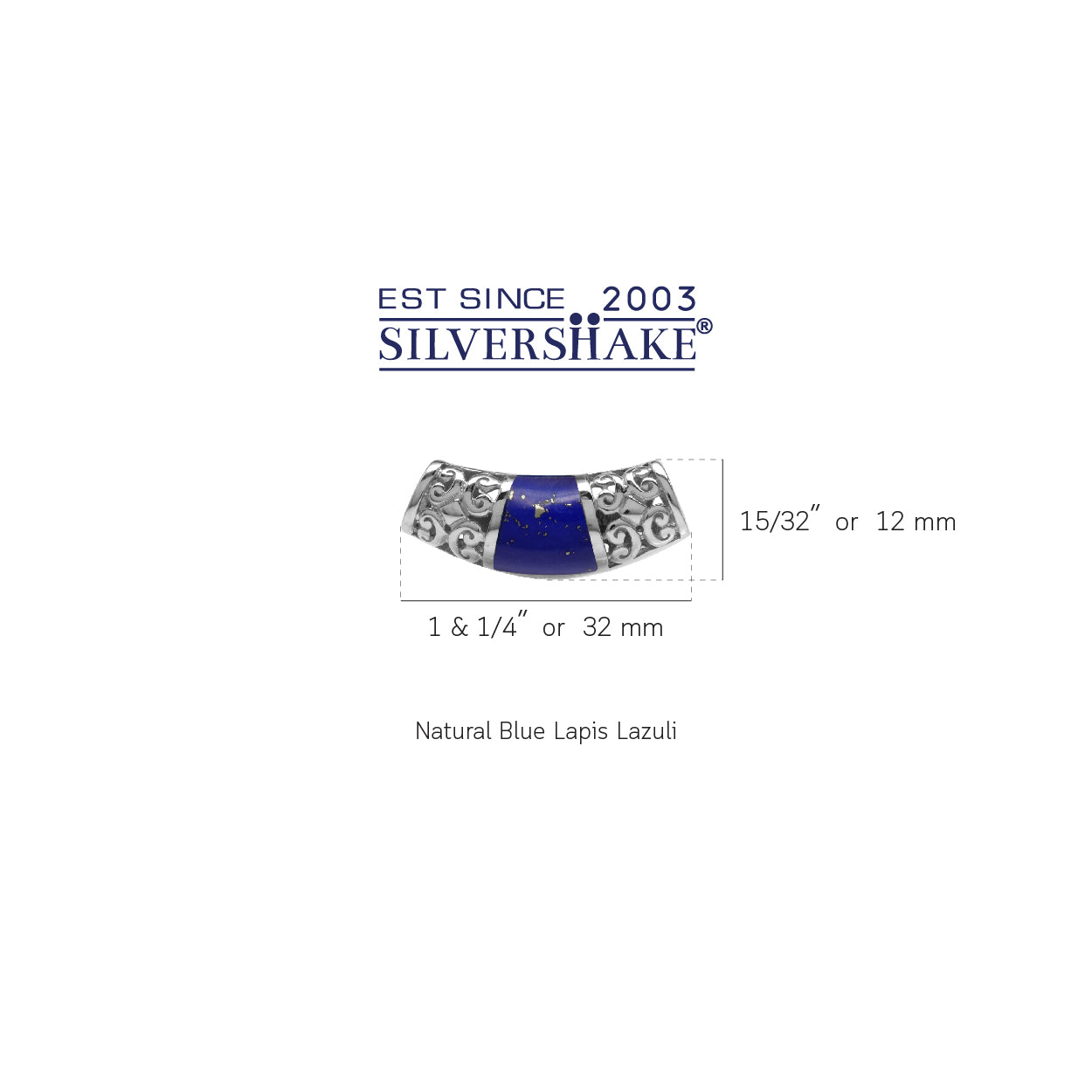 Silvershake Created Lapis Inlay White Gold Plated 925 Sterling Silver Filigree Slide Pendant - Silvershake-store