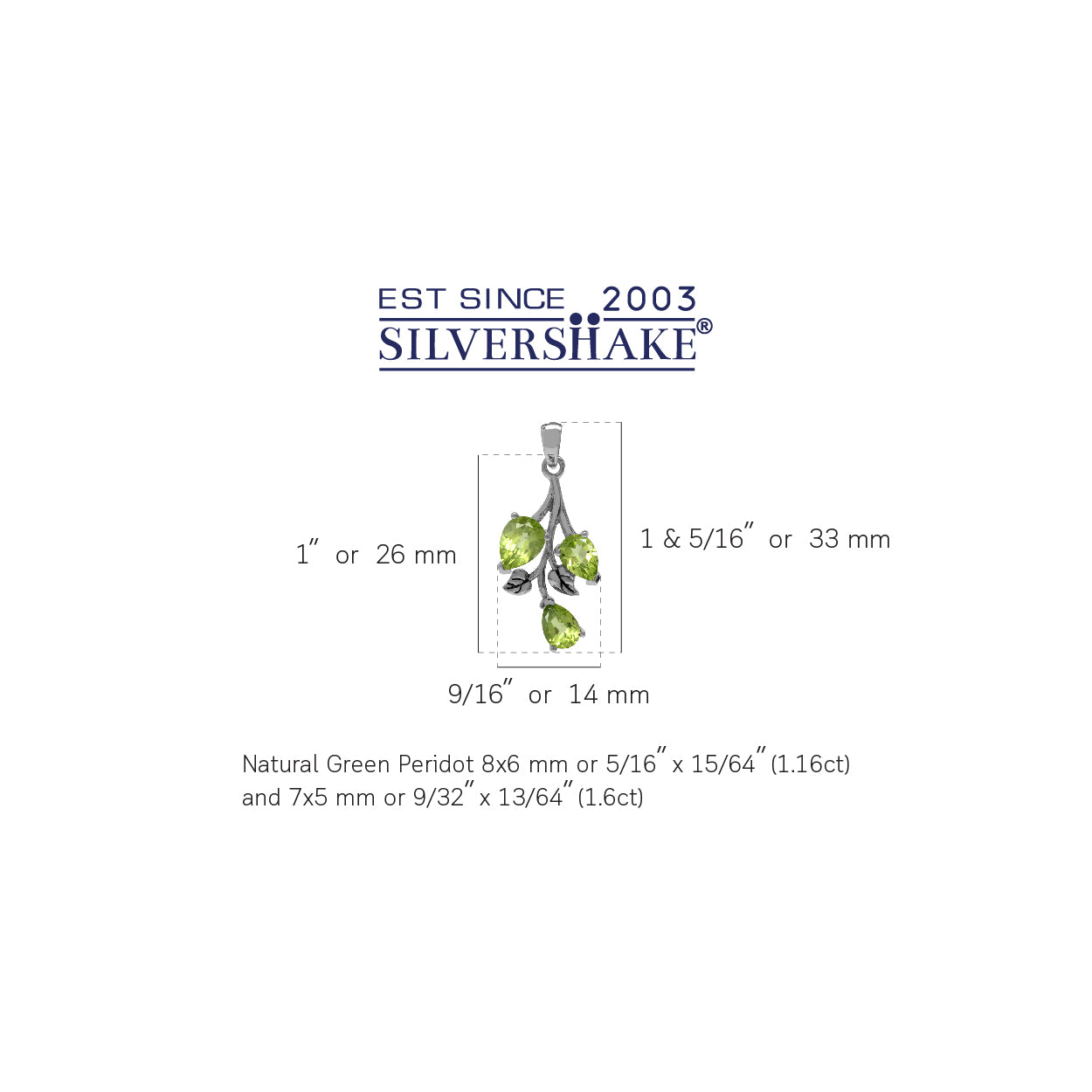 2.76ct. Natural Peridot 925 Sterling Silver Leaf Pendant - Silvershake-store