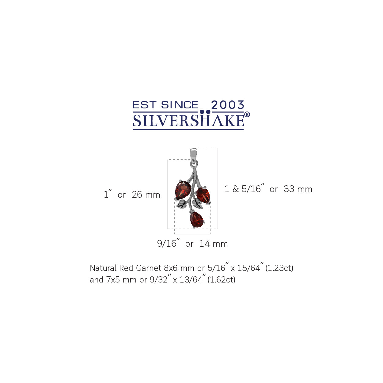 2.85ct. Natural Garnet 925 Sterling Silver Leaf Pendant - Silvershake-store