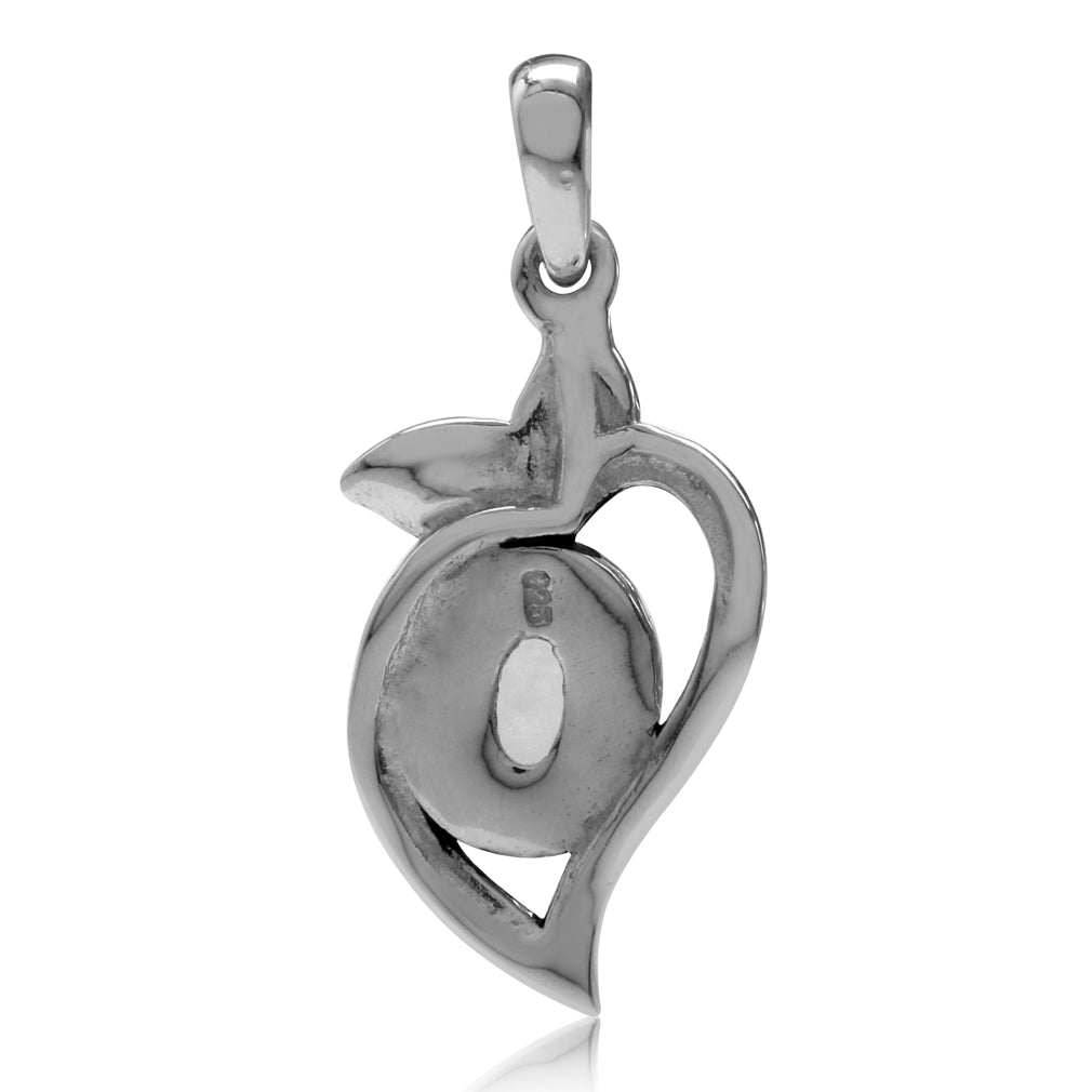 Silvershake Natural Oval Shape Moonstone 925 Sterling Silver Leaf Pendant - Silvershake-store