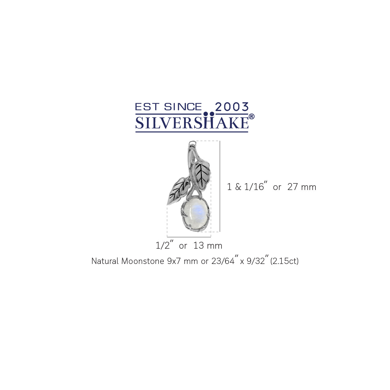 Silvershake Natural Moonstone 925 Sterling Silver Leaf Vintage Inspired Pendant - Silvershake-store
