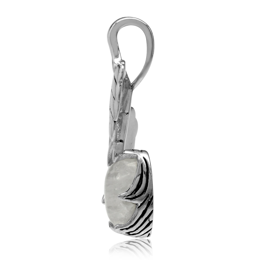 Silvershake Natural Moonstone 925 Sterling Silver Leaf Vintage Inspired Pendant - Silvershake-store