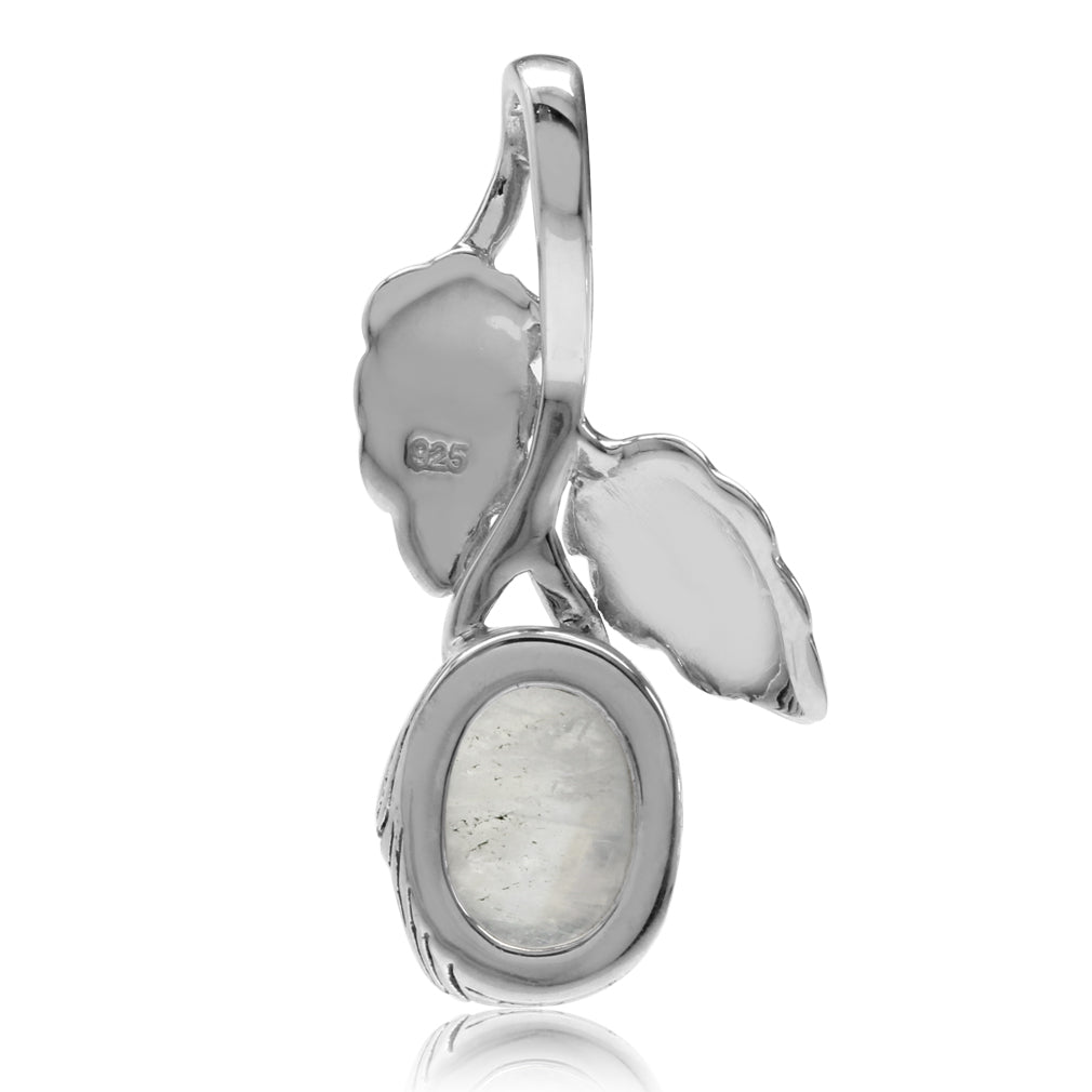 Silvershake Natural Moonstone 925 Sterling Silver Leaf Vintage Inspired Pendant - Silvershake-store