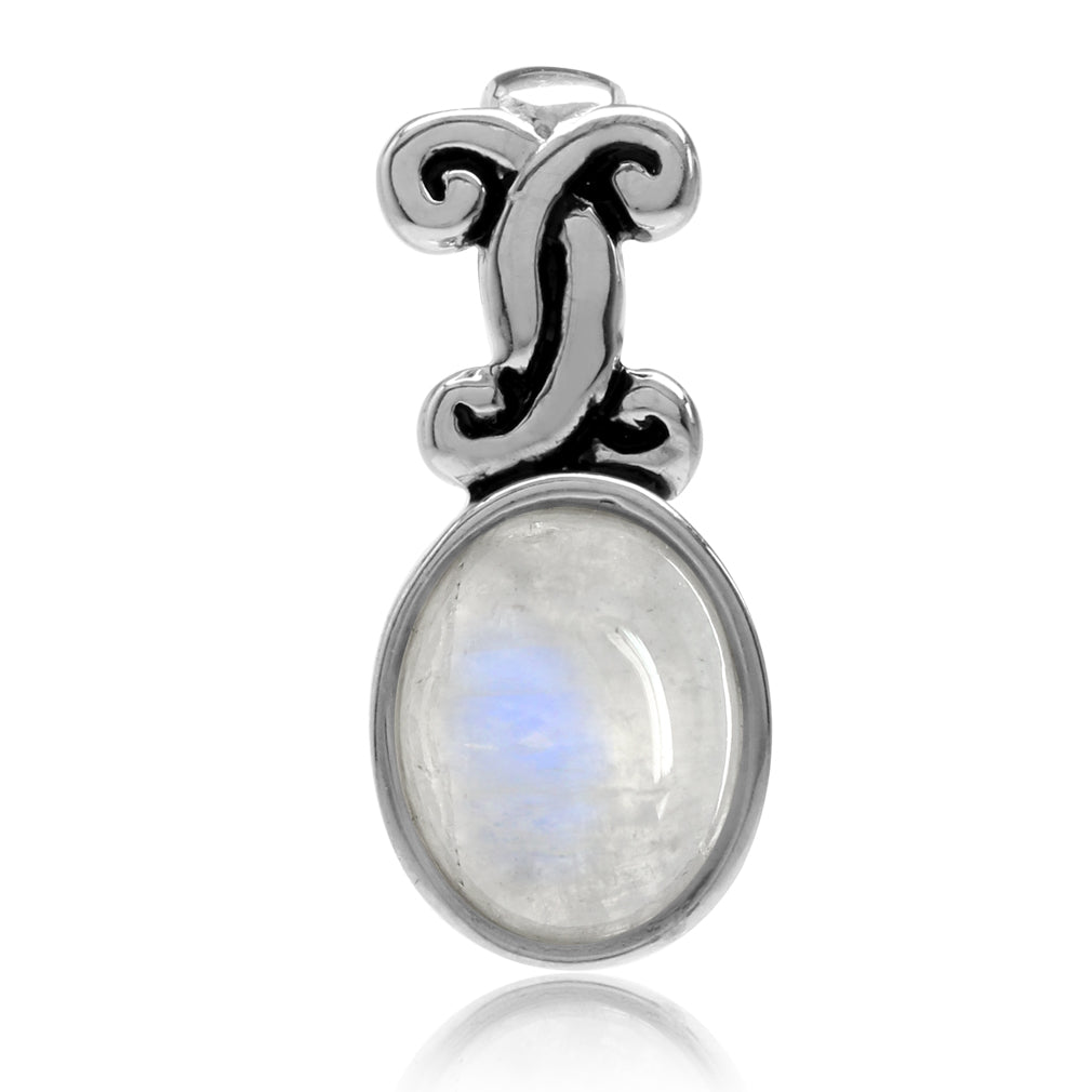 Silvershake Natural Moonstone 925 Sterling Silver Victorian Style Pendant - Silvershake-store