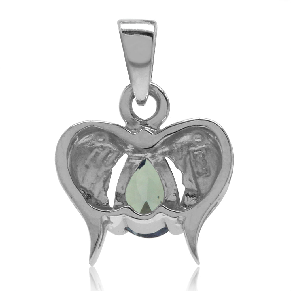 Silvershake Simulated Color Change Alexandrite White Gold Plated 925 Sterling Silver Angel Wings Pendant - Silvershake-store