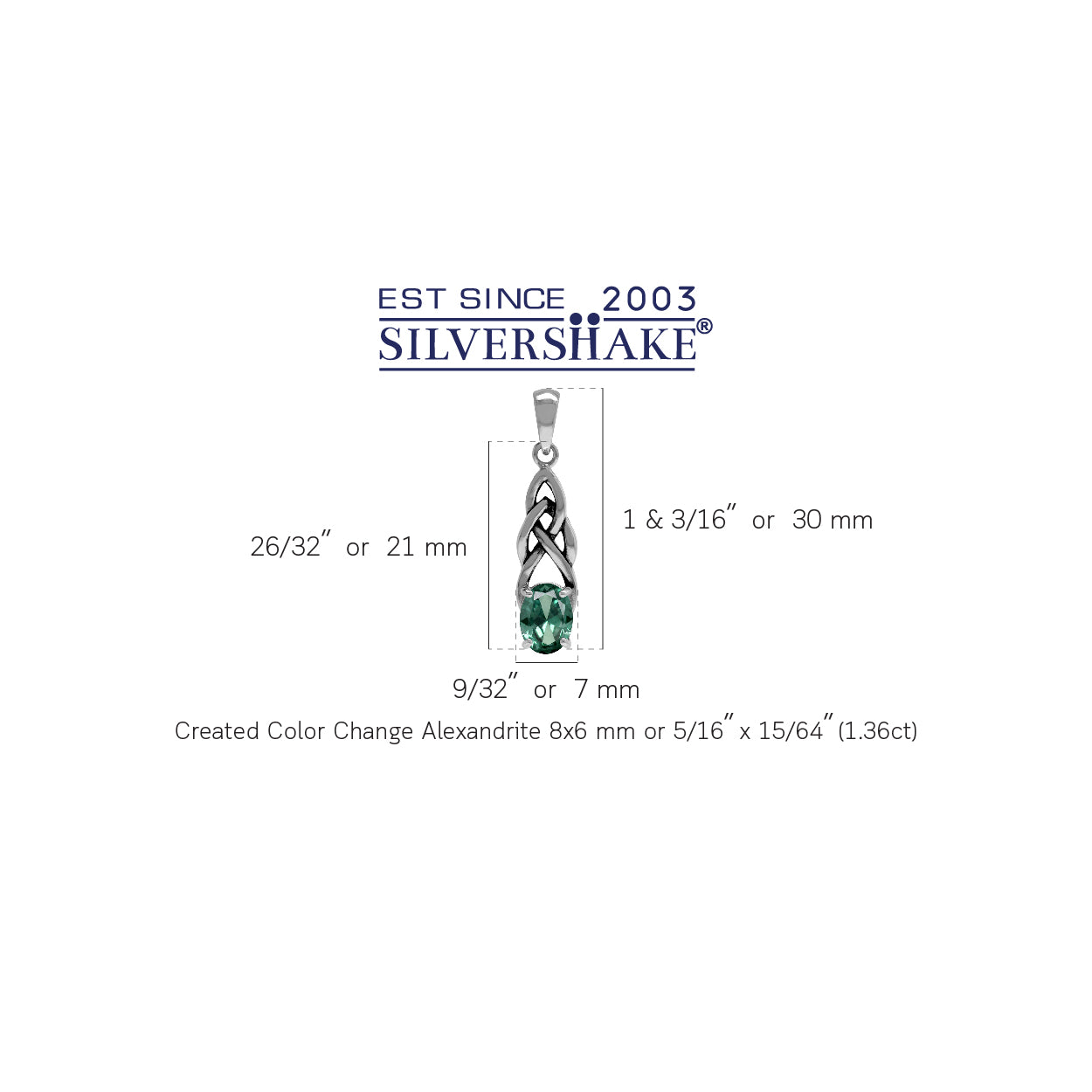 Simulated Color Change Alexandrite 925 Sterling Silver Celtic Knot Solitaire Pendant - Silvershake-store