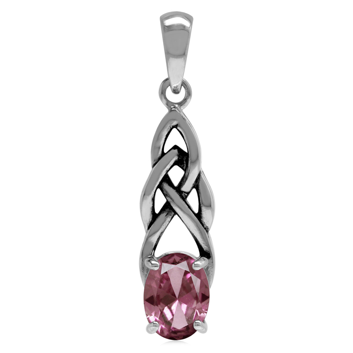 Simulated Color Change Alexandrite 925 Sterling Silver Celtic Knot Solitaire Pendant - Silvershake-store