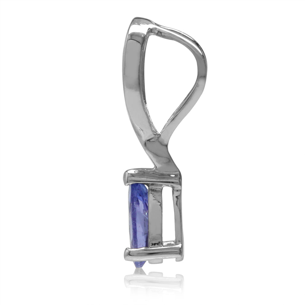 Silvershake Petite Genuine Tanzanite White Gold Plated 925 Sterling Silver Drop Pendant - Silvershake-store
