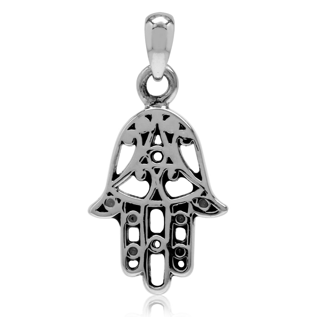 Silvershake 925 Sterling Silver Filigree Hamsa Hand Charm Pendant - Silvershake-store