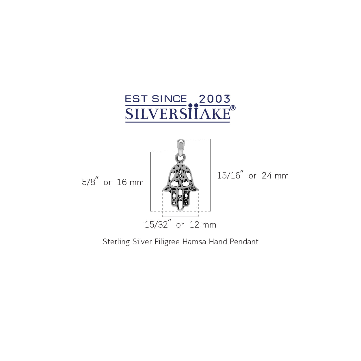 Silvershake 925 Sterling Silver Filigree Hamsa Hand Charm Pendant - Silvershake-store