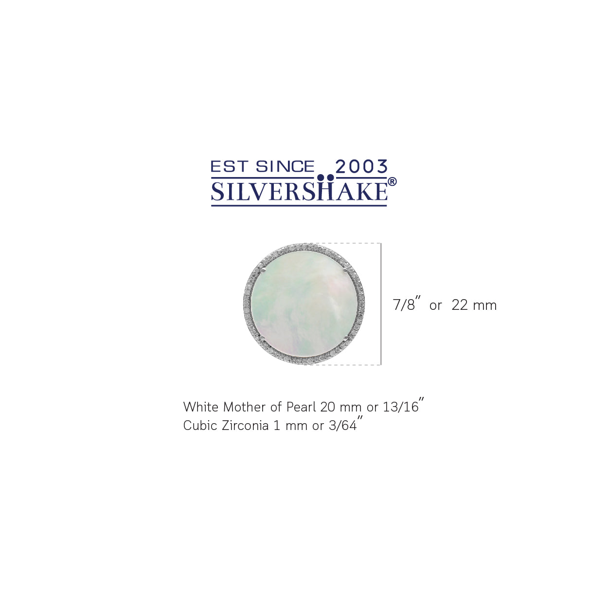Silvershake 20mm Round Disc Shape Mother of Pearl White Gold Plated 925 Sterling Silver Pendant - Silvershake-store