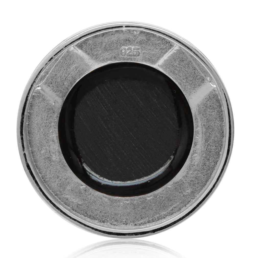 Silvershake 17mm Created Black Onyx 925 Sterling Silver Floating Slide Circle Modern Style Pendant - Silvershake-store