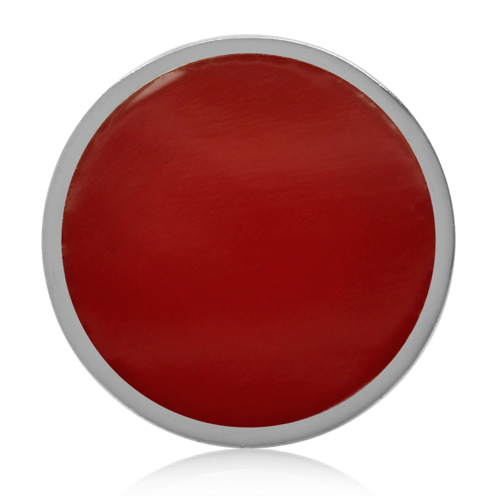 Silvershake 17mm Created Red Coral 925 Sterling Silver Floating Slide Circle Modern Style Pendant - Silvershake-store