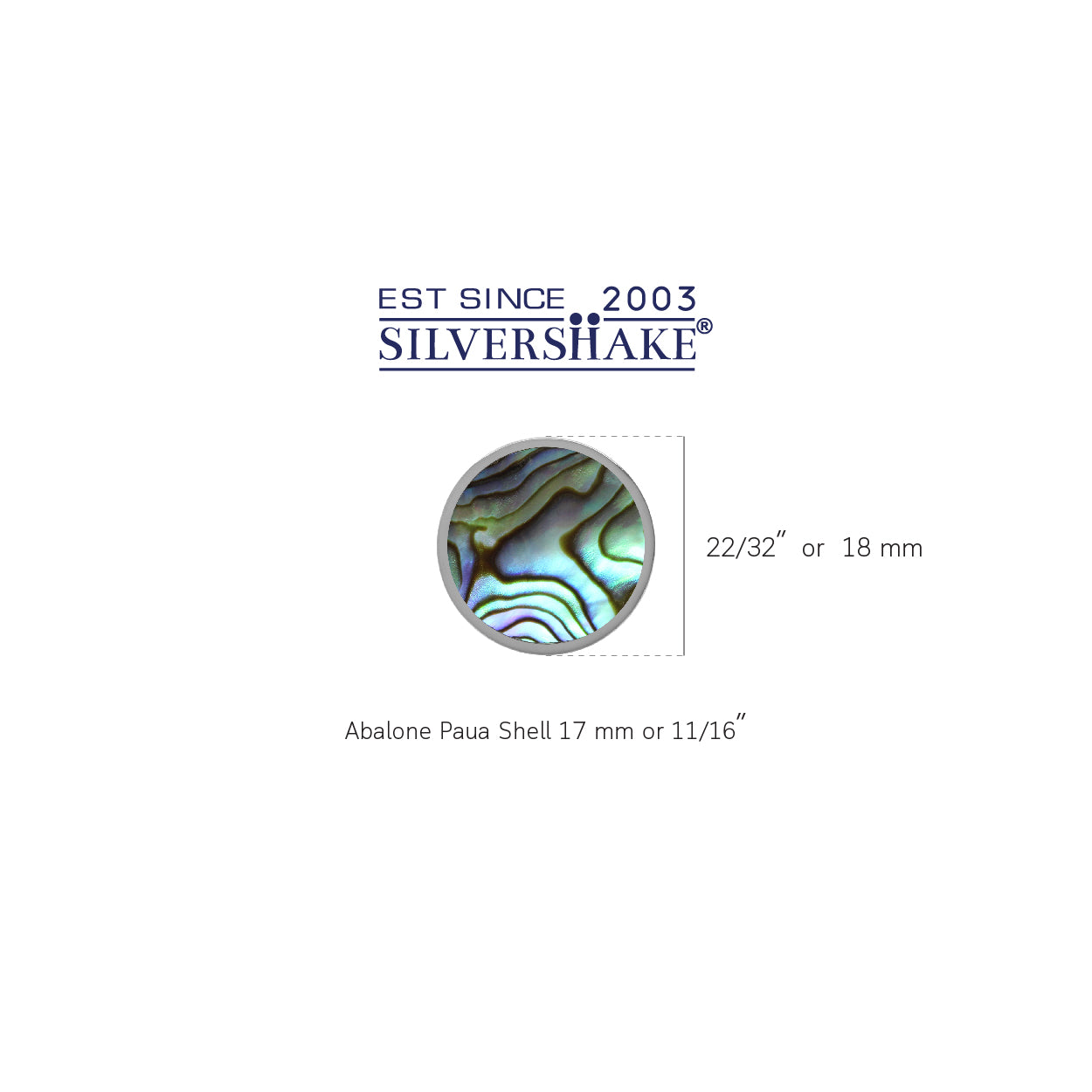 Silvershake 17mm Abalone Paua Shell 925 Sterling Silver Floating Slide Circle Modern Style Pendant - Silvershake-store