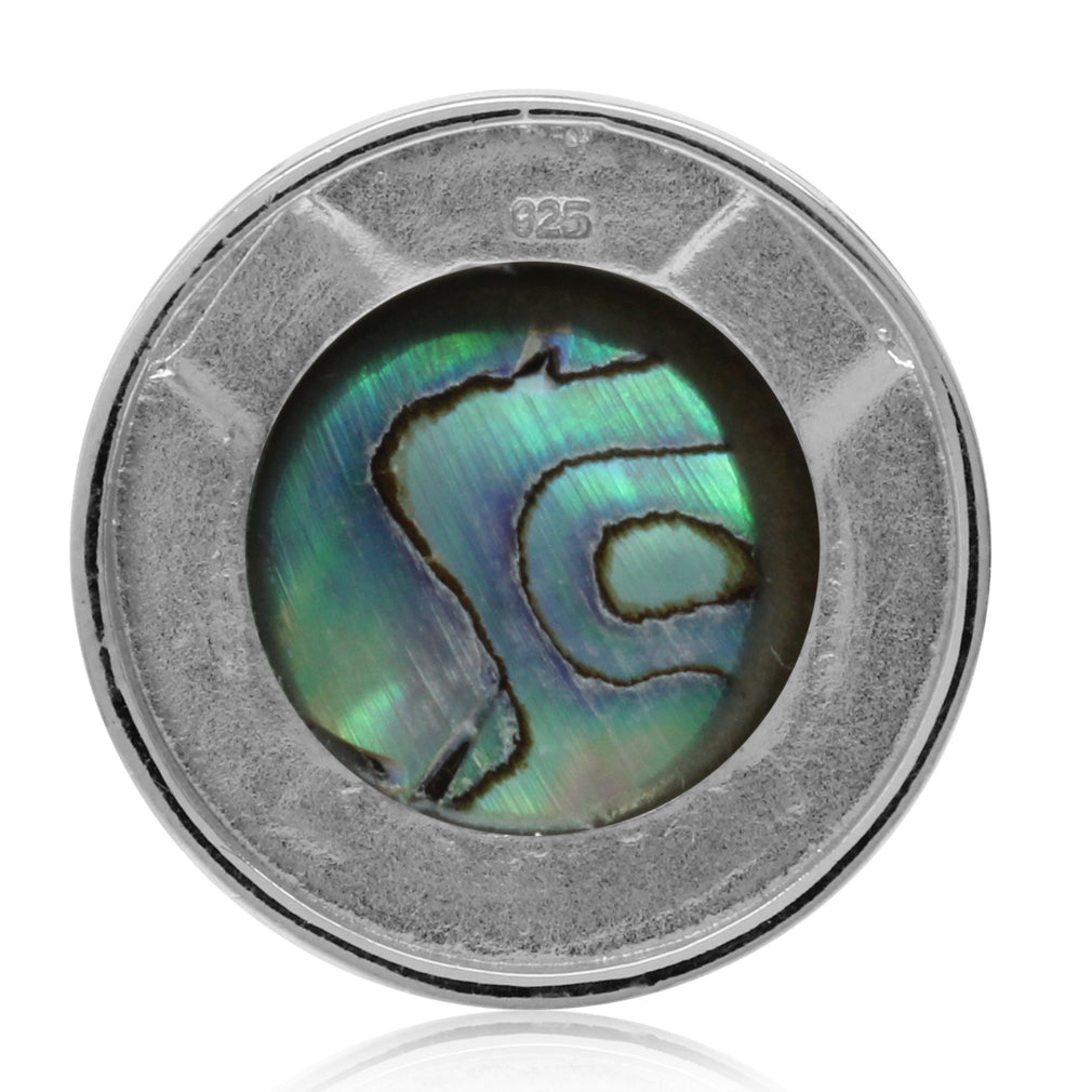 Silvershake 17mm Abalone Paua Shell 925 Sterling Silver Floating Slide Circle Modern Style Pendant - Silvershake-store