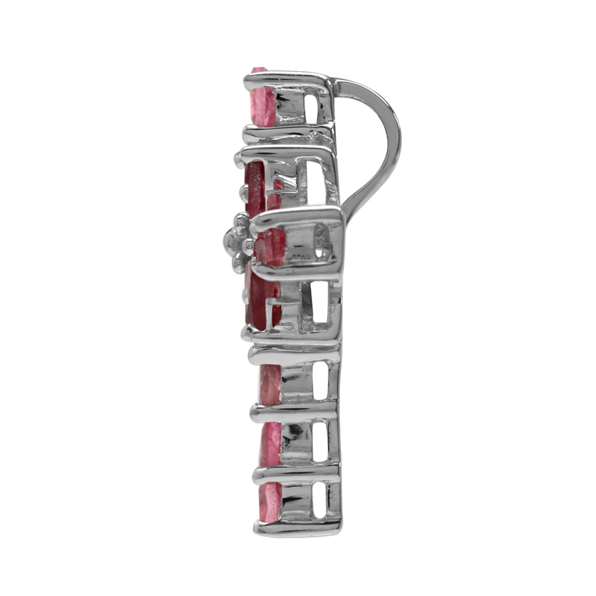 Silvershake Natural Pink Tourmaline White Gold Plated 925 Sterling Silver Cross Pendant - Silvershake-store