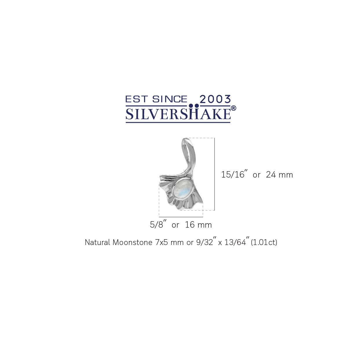 Natural Moonstone White Gold Plated 925 Sterling Silver Ginkgo Leaf Solitaire Pendant - Silvershake-store