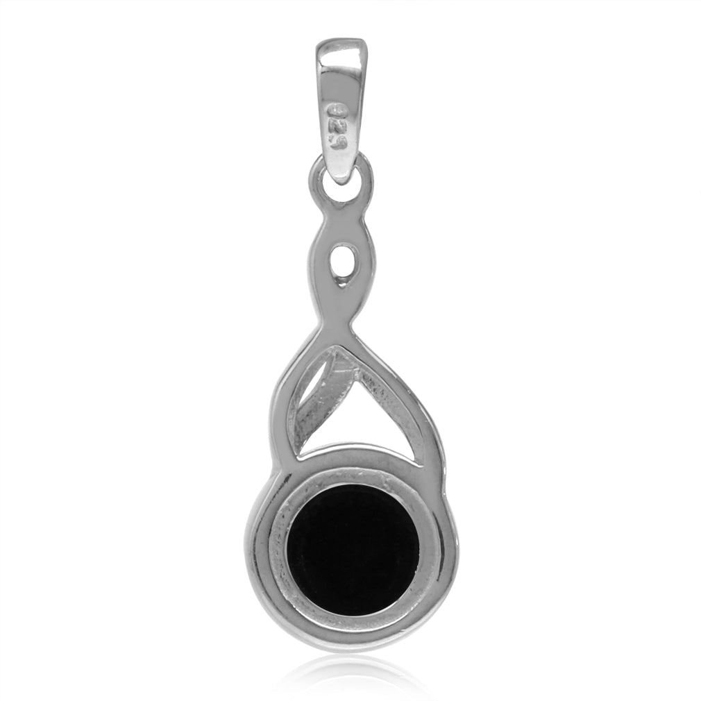7mm Genuine Round Shape Black Onyx White Gold Plated 925 Sterling Silver Casual Solitaire Pendant - Silvershake-store