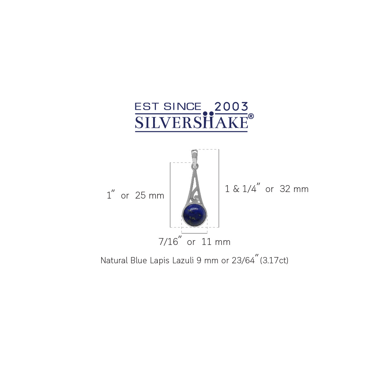 Silvershake 9mm Genuine Round Shape Lapis White Gold Plated 925 Sterling Silver Filigree Swirl Pendant - Silvershake-store