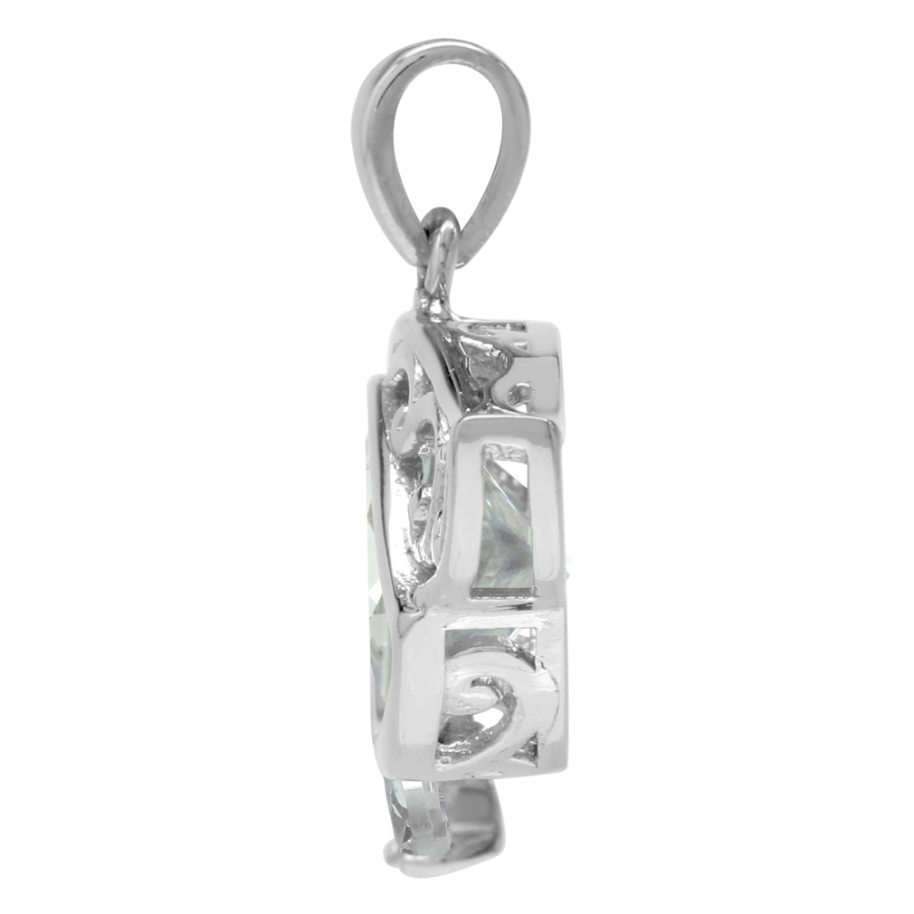 10mm Round White Cubic Zirconia 925 Sterling Silver Filigree Eye of Horus Inspired Pendant - Silvershake-store