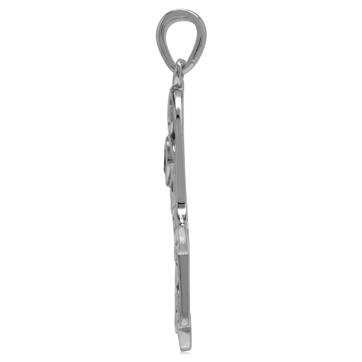 Natural Black Spinel 925 Sterling Silver Evil Eye on Hamsa Hand Pendant - Silvershake-store