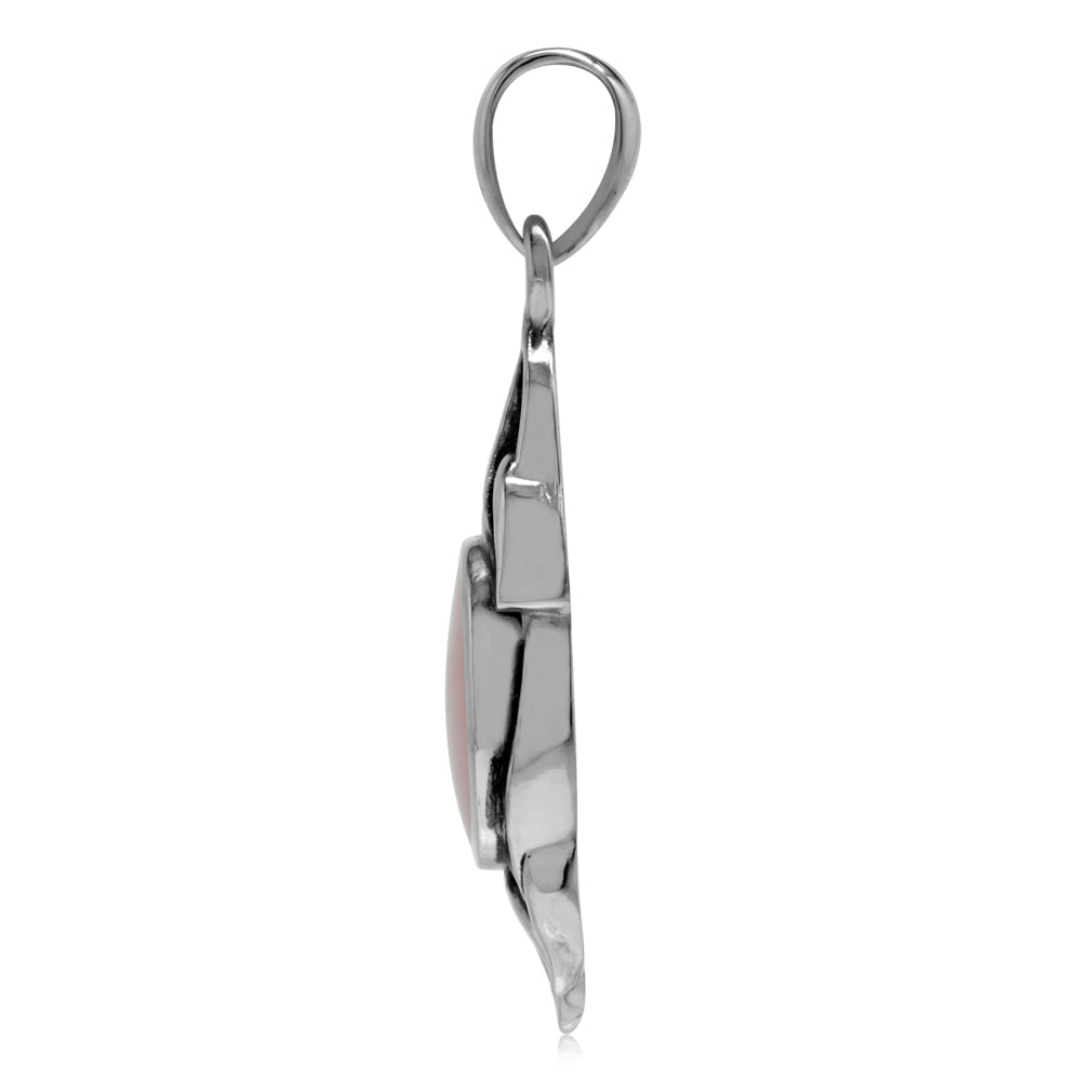 Silvershake Pink Mother of Pearl 925 Sterling Silver Vintage Inspired Leaf Pendant - Silvershake-store