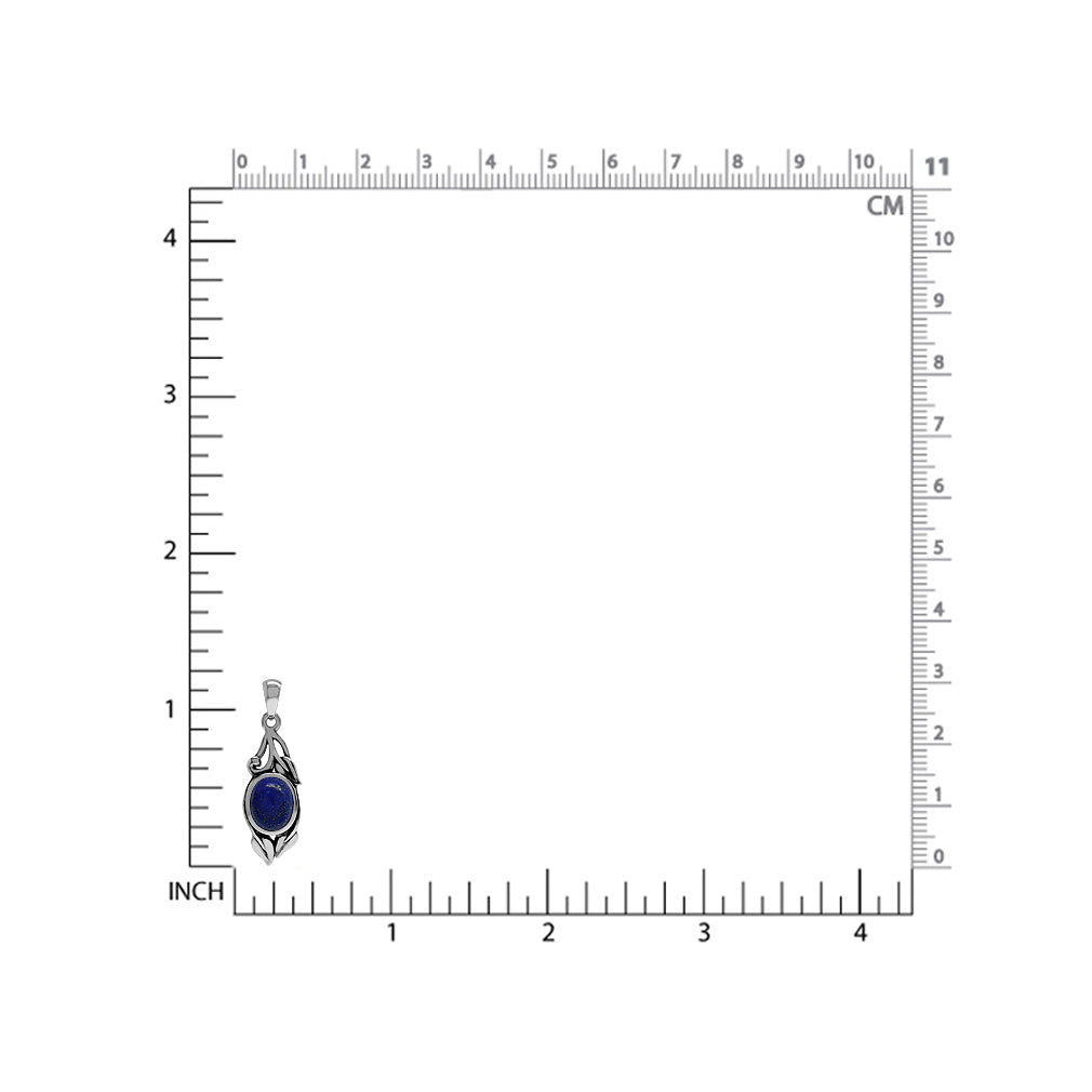 Silvershake Genuine Lapis Lazuli 925 Sterling Silver Vintage Inspired Leaf Pendant - Silvershake-store