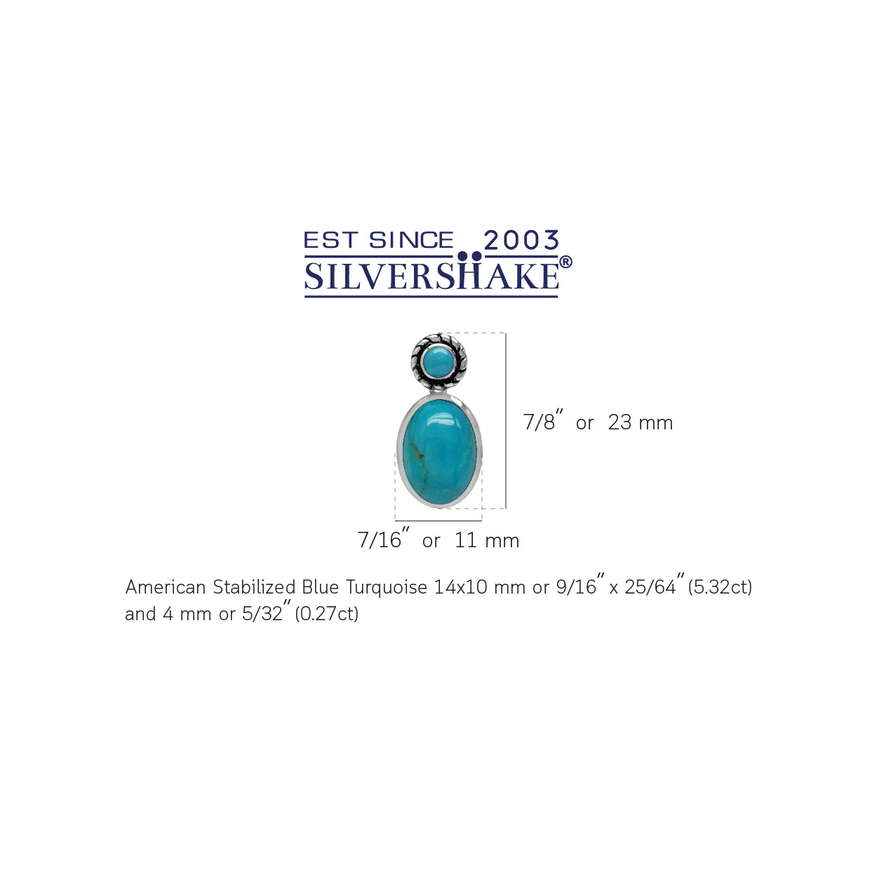 Silvershake 14X10mm Genuine Oval Shape Arizona American Turquoise 925 Sterling Silver Rope Pendant Jewelry for Women - Silvershake-store