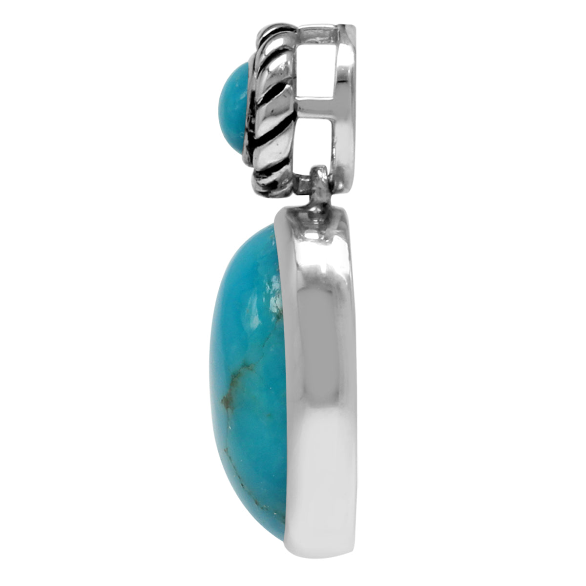 Silvershake 14X10mm Genuine Oval Shape Arizona American Turquoise 925 Sterling Silver Rope Pendant Jewelry for Women - Silvershake-store