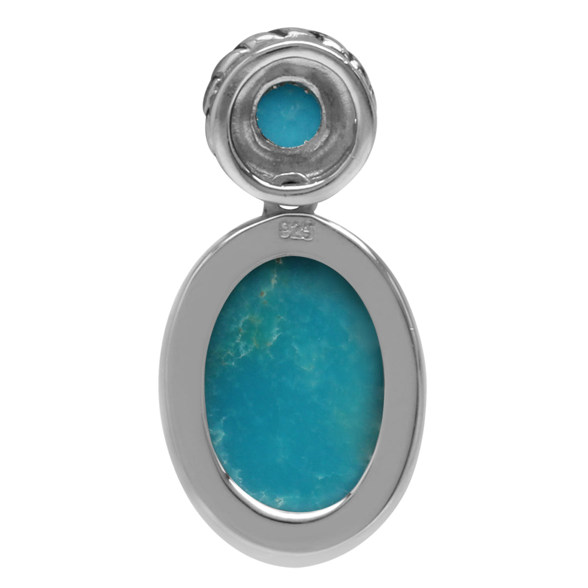 Silvershake 14X10mm Genuine Oval Shape Arizona American Turquoise 925 Sterling Silver Rope Pendant Jewelry for Women - Silvershake-store