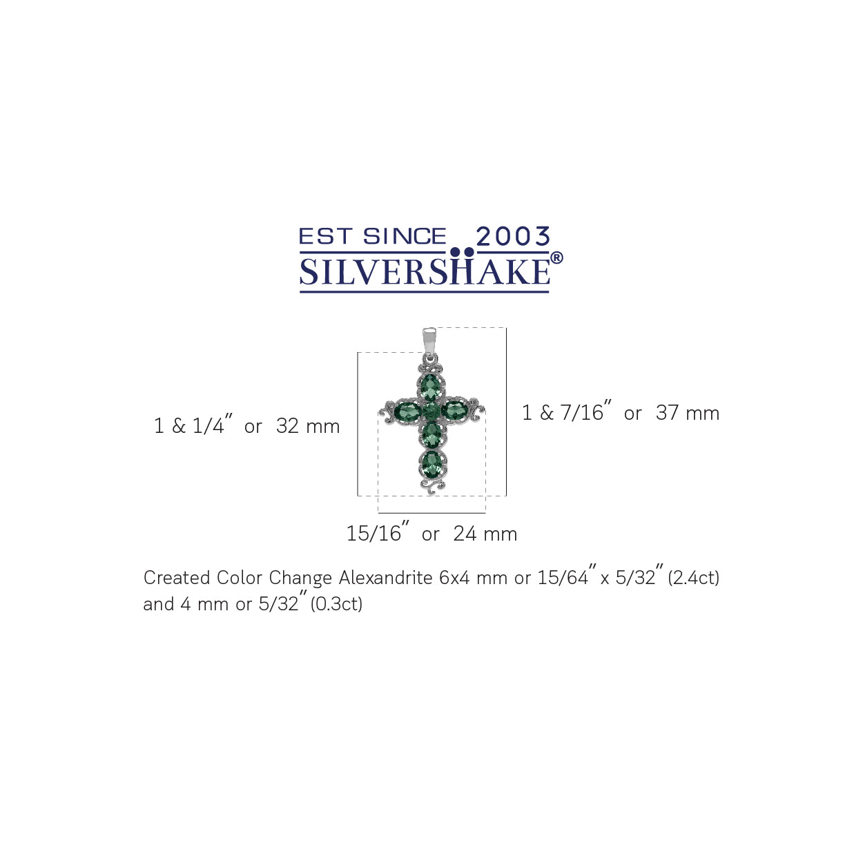 Silvershake Simulated Color Change Alexandrite White Gold Plated 925 Sterling Silver Victorian Cross Pendant - Silvershake-store