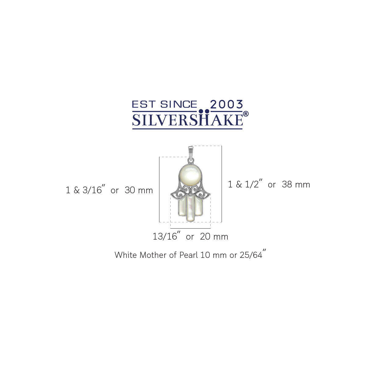 Silvershake White Mother of Pearl 925 Sterling Silver Filigree Hamsa Hand Pendant - Silvershake-store