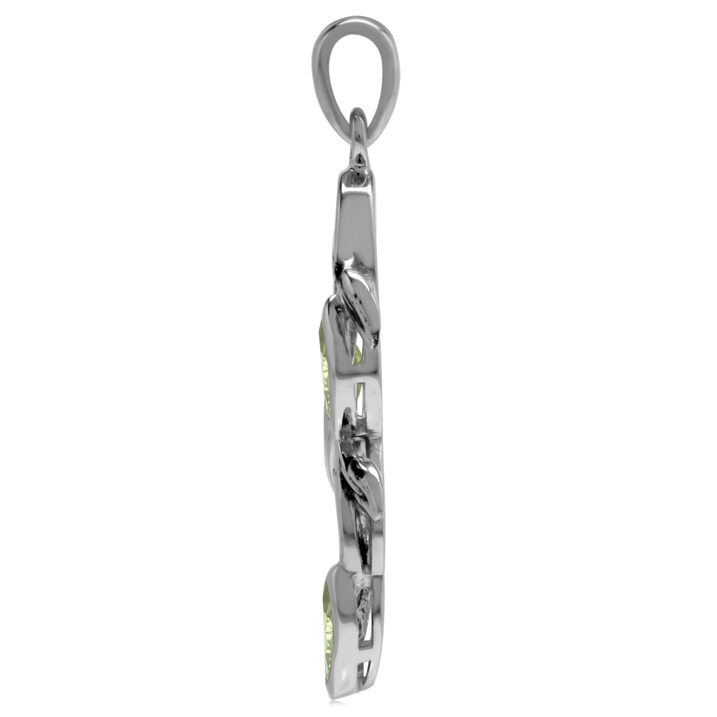 Natural Marquise Shape Peridot 925 Sterling Silver Leaf Vintage Inspired Pendant - Silvershake-store