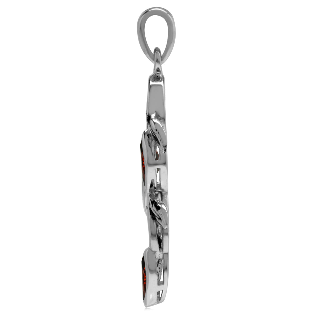 1.14ct. Natural Marquise Shape Garnet 925 Sterling Silver Leaf Vintage Inspired Pendant - Silvershake-store